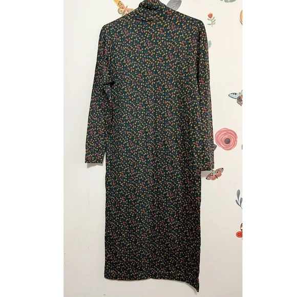 Vintage 90s Lands' End Turtleneck Long Sleeve midi Dress M - Picture 8 of 8